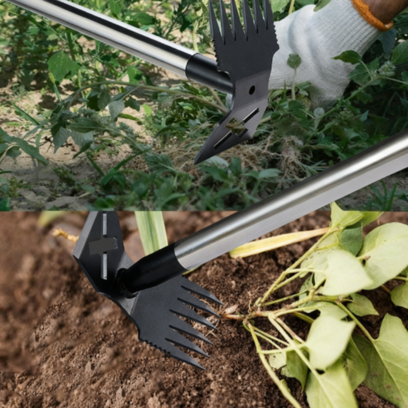 3-in-1 Weeding Hoe & Rake - Stand Up Garden Tool
