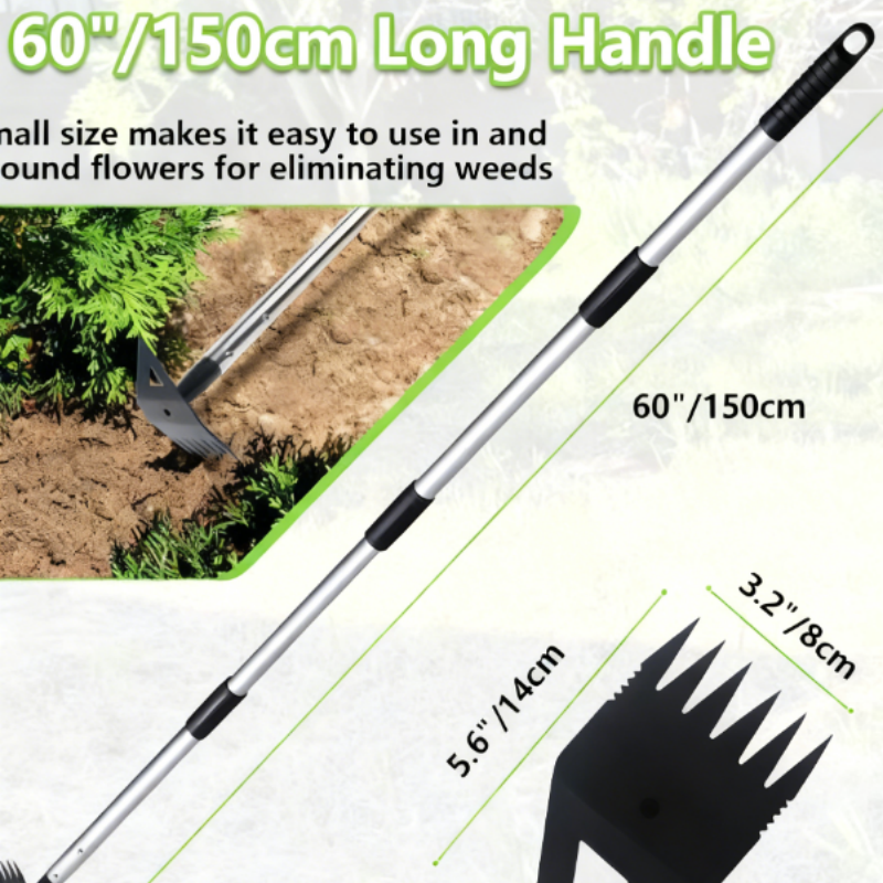 3-in-1 Weeding Hoe & Rake - Stand Up Garden Tool