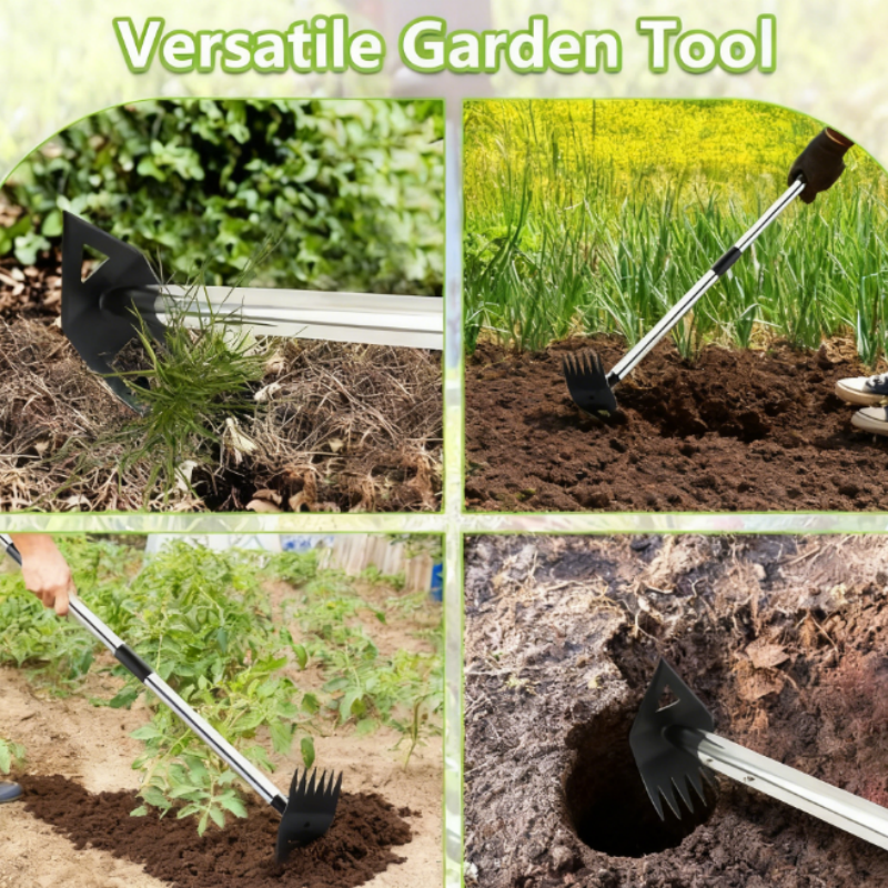 3-in-1 Weeding Hoe & Rake - Stand Up Garden Tool