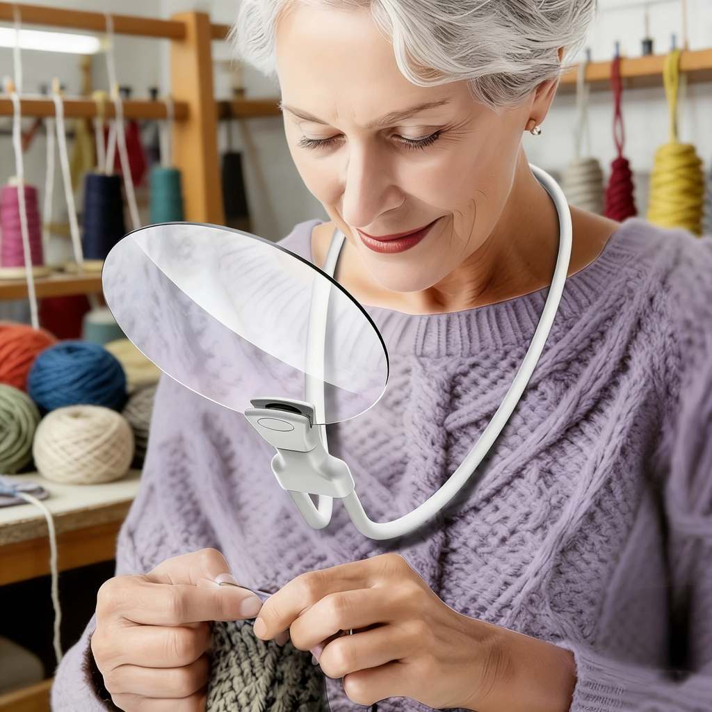 5X Magnifying Glass with Light – Hands Free Neck Magnifier for Seniors & Low Vision, Adjustable Reading Magnifier for Sewing, Crafting, Repair & Inspection